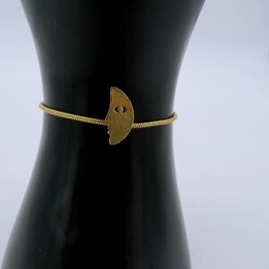 Madewell Gold Tone Moon Face Snake Chain Bracelet Celestial Whimsical Crescent